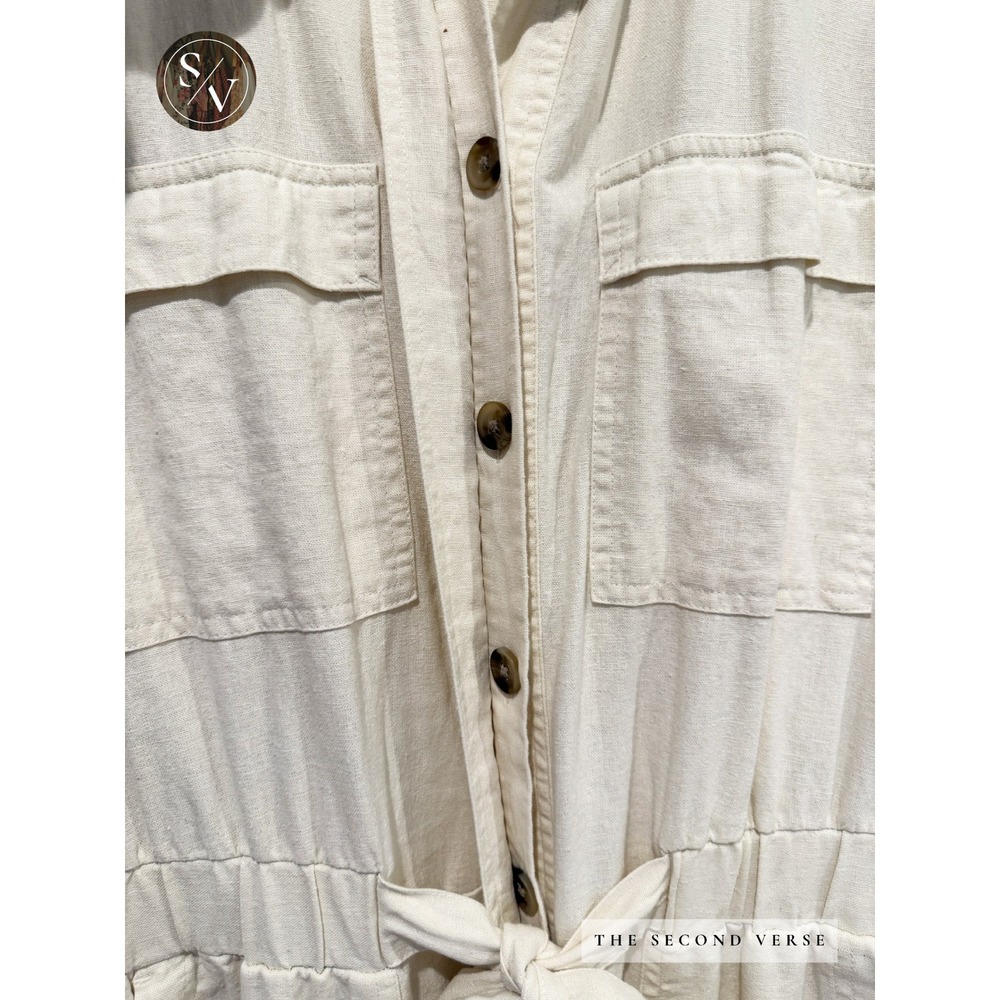 Universal Thread Womens Utility Wide Leg Jumpsuit Cream Linen Blend Size 14 - Picture 5 of 11